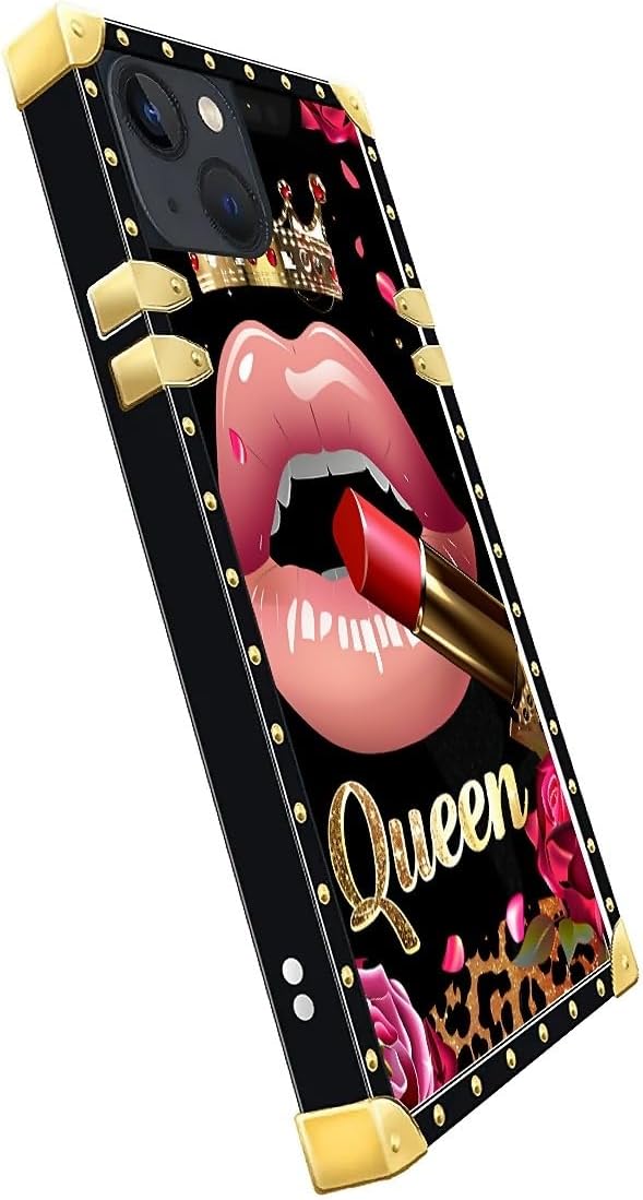 Compatible with iPhone 13 Case, Glitter Red Rose Queen Leopard Lipstick Luxury - Image 4