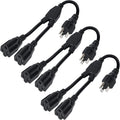 Elecan 3-Prong Y Splitter Power Extension Cord 1 FT/3 Pack, Straight Plug 1 to by Elecan