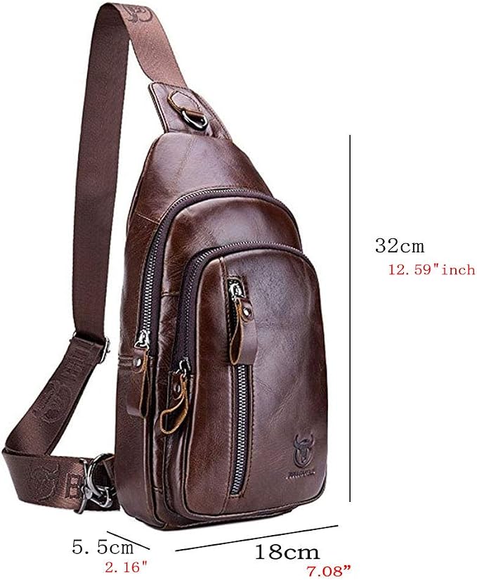 Hebetag Leather Sling Bag Crossbody Backpack - Image 5