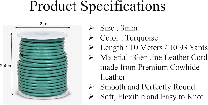 GENIQUE Real/Genuine Round Leather String Cord - Image 3