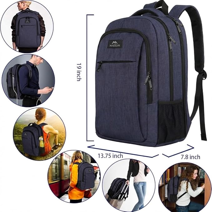MATEIN Large College Backpack, Sturdy Computer Backpack Fits 17 inch Notebook - Image 8