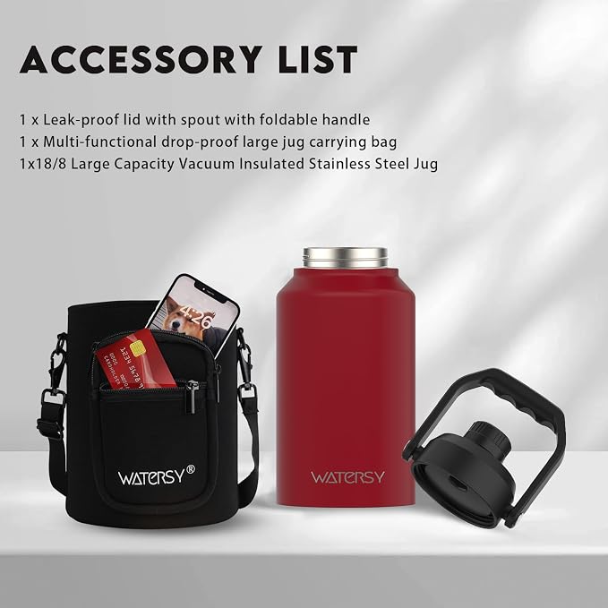 WATERSY 2/3 Gallon Water Bottle Insulated, BPA Free&Leak Proof, 87oz Stainless - Image 6