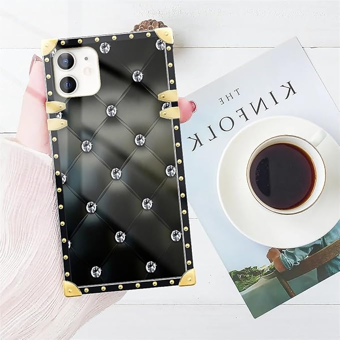 Compatible with iPhone 11 Case, Shiny Black Sofa Crystal Luxury Golden - Image 7