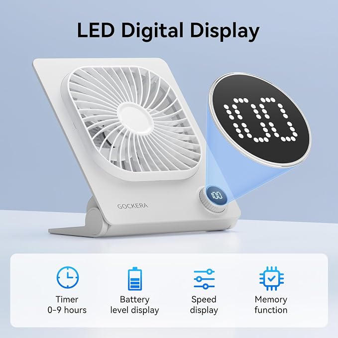 GOCKERA Desk Fan, 6.61''Ultra-thin 5000mAh Battery Powered Fan - Image 5