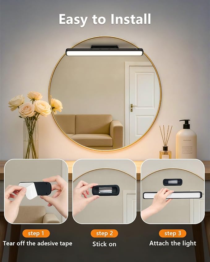 WILLED 3W Mirror Lights with Remote Control, Eye-Friendly Magnetic Light Bar - Image 6