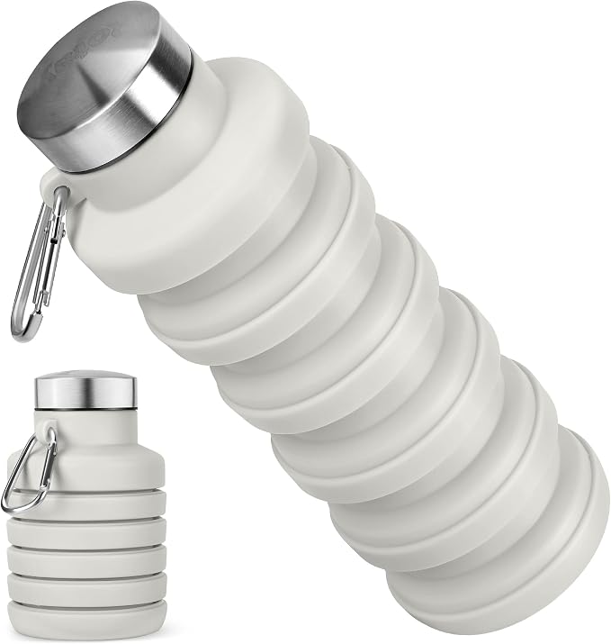 Collapsible Water Bottle, 16oz Portable Reusable Silicone Water Bottle by HOME