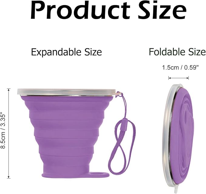 Silicone Collapsible Cups for Camping Travel, Small Portable Backpacking - Image 2