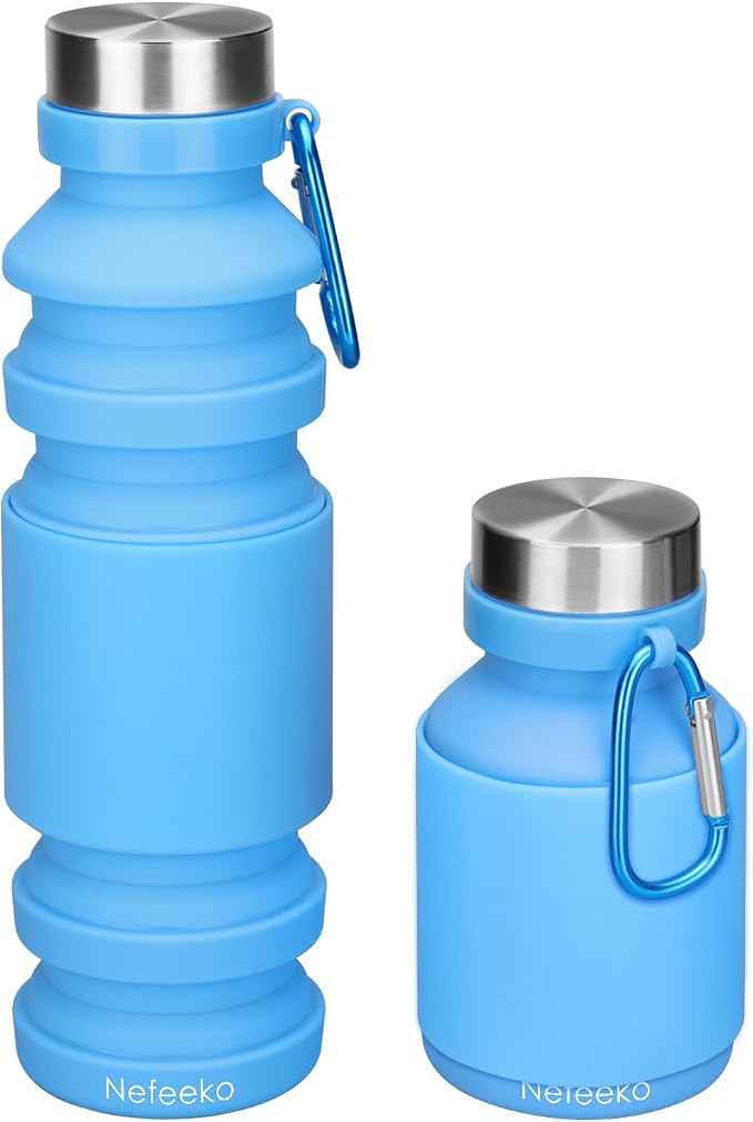 Nefeeko Collapsible Water Bottle, Reuseable BPA Free Silicone Foldable Water by Nefeeko