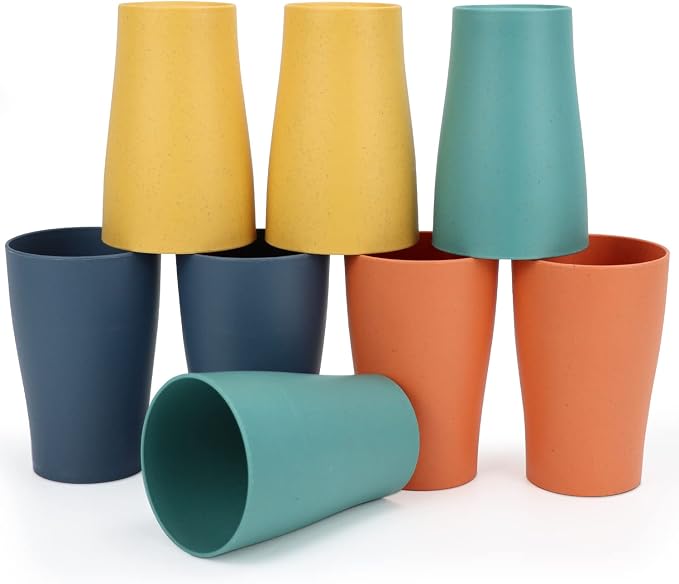 Homienly Stackable Drinking Glasses Set Wheat Straw Shatterproof Cups | - Image 5