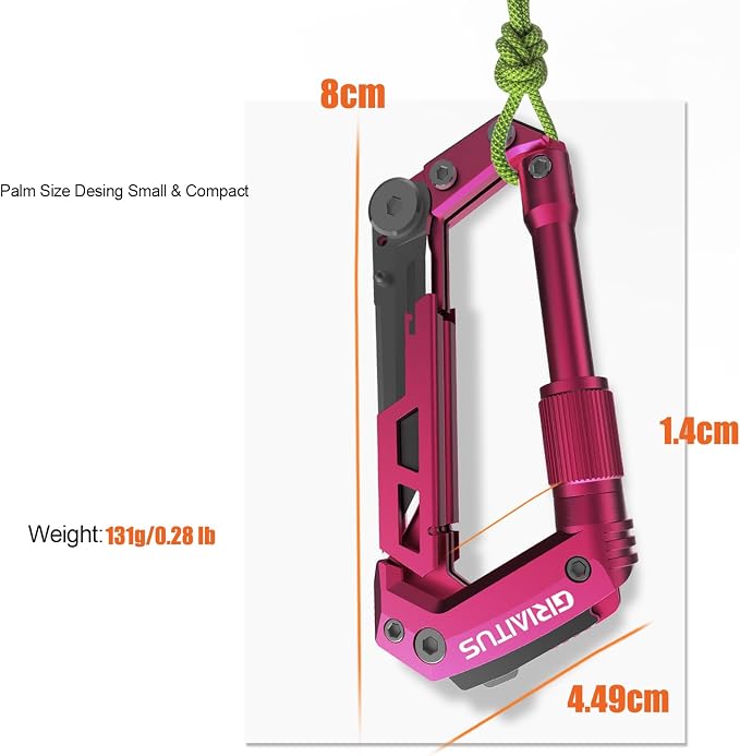 Dark Pink Color Multitool Carabiner EDC Pocket Multi-tool Knife Gifts - Image 4