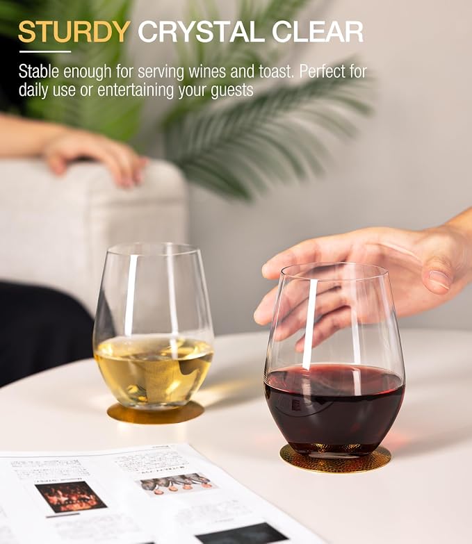 Unbreakable Plastic Stemless Wine Glasses Set of 6, Tritan Plastic Wine Glass - Image 4