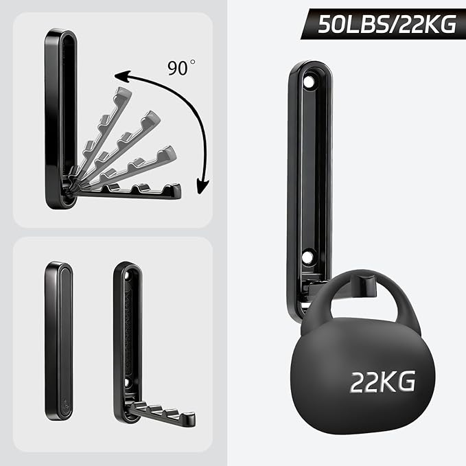Dntorx 2 Pcs Extended Folding Coat Hooks Wall Mounted, 4.33 in Black Foldable - Image 4