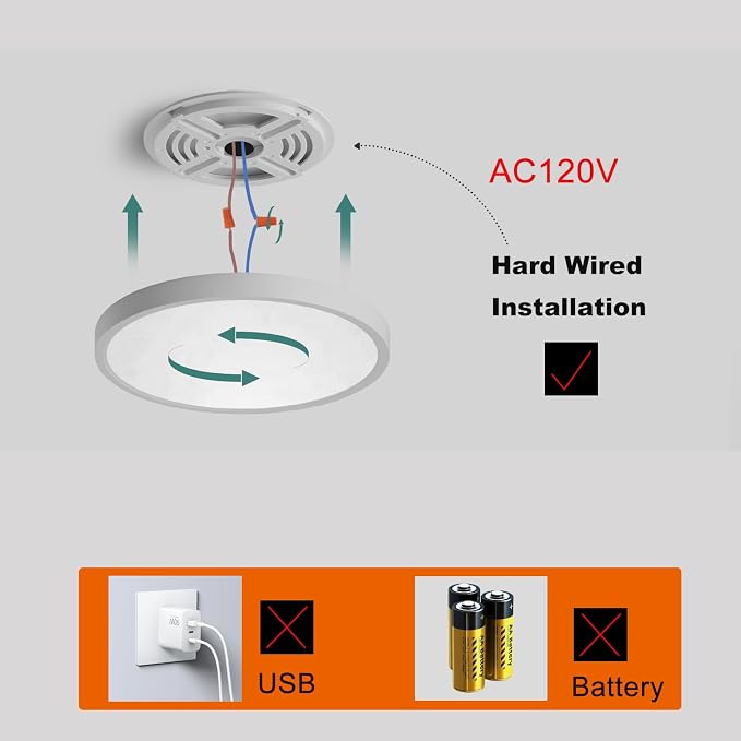 2 Pack ZSYUBO 12 Inch Motion Sensor Ceiling Light Wired, 24w Flush Mount Light - Image 2