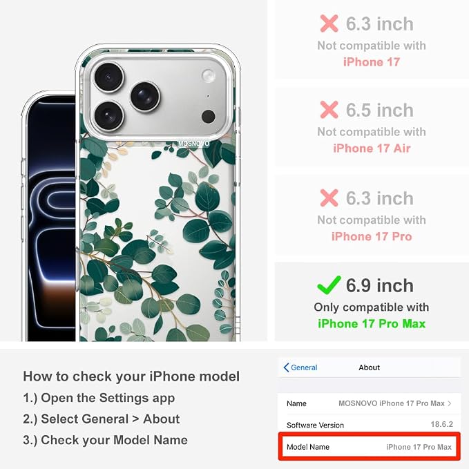 MOSNOVO for iPhone 17 Pro Max Case | Military Grade 6.6ft Drop Tested | Camera - Image 2