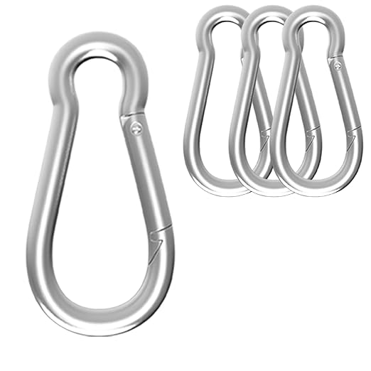 Carabiner, Heavy Duty Galvanized Steel Spring Snap Hook Carabiner Clips by High-PQ