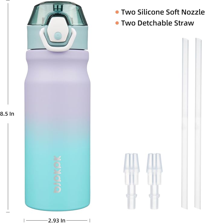 BJPKPK Water Bottle with Straw 18oz Insulated Water Bottles Reusable Stainless - Image 4