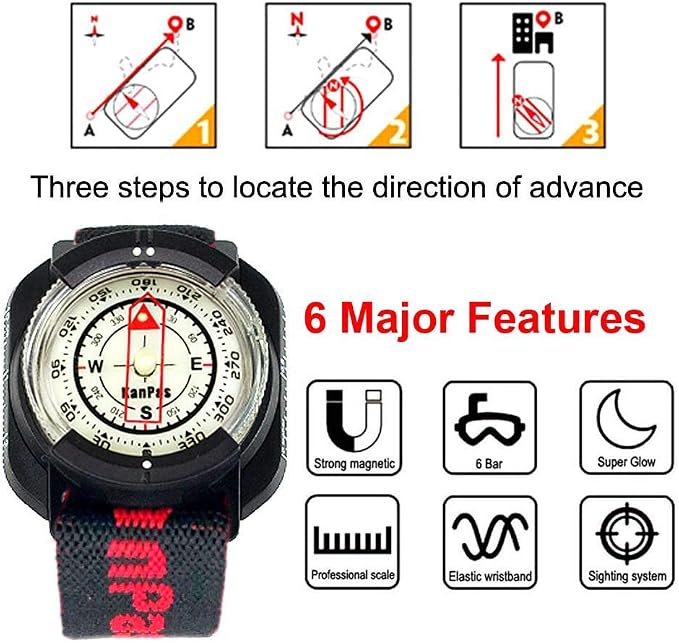 Diving Sighting Wrist Compass for Outdoor Orienteering Mountaineering Hiking - Image 2