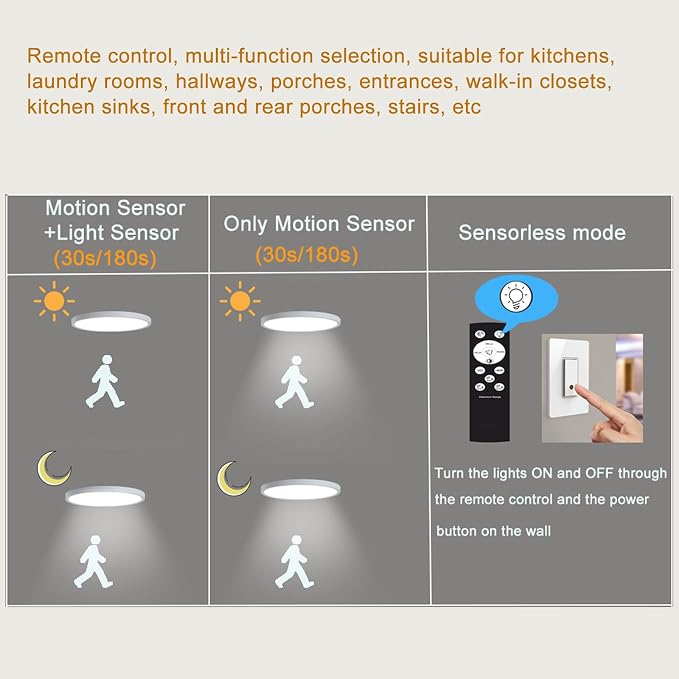 12 Inch Motion Sensor LED Ceiling Light Wired, Closet Lights Motion Activated - Image 6