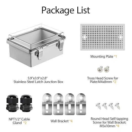 LeMotech Electrical Box, IP67 Waterproof Hinged Clear Cover Stainless Steel - Image 9