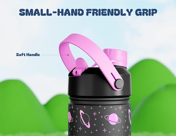 18 oz Kids Insulated Water Bottle: Glow-in-the-Dark, 2-in-1 Straw Spout Lid - Image 8