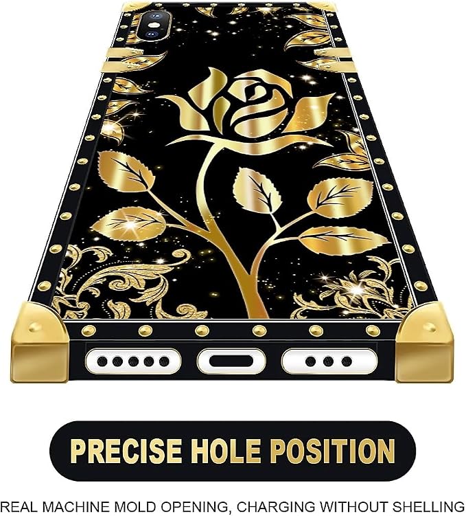 Compatible with iPhone XR Case, Shine Gold Rose Luxury Golden Decoration - Image 5