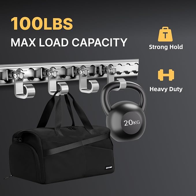 4 Pack L Track Hooks with Single Stud Fitting, Spring-Loaded Adjustable Gear - Image 2