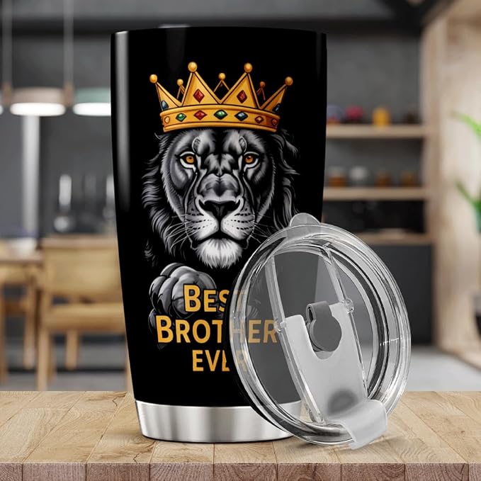 CUBICER Best Brother Ever Lion Design Stainless Steel Tumbler 20 Oz - Image 5