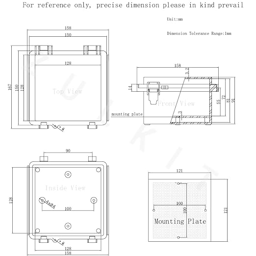 Zulkit Junction Box, IP67 Waterproof Electrical Box Hinged Cover Stainless - Image 7