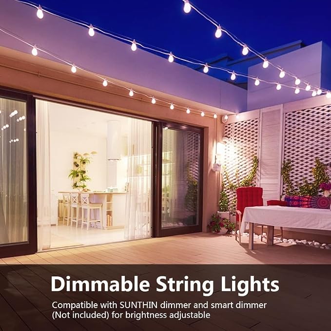 SUNTHIN Outdoor String Lights White, 3 * 50FT White Patio Lights - Image 5