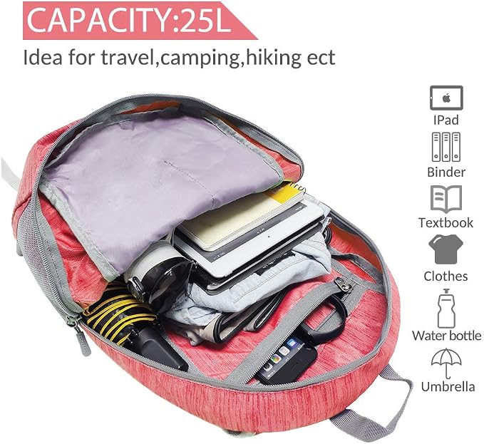ZOMAKE 25L Ultra Lightweight Packable Backpack, Foldable Hiking Backpacks Water - Image 3