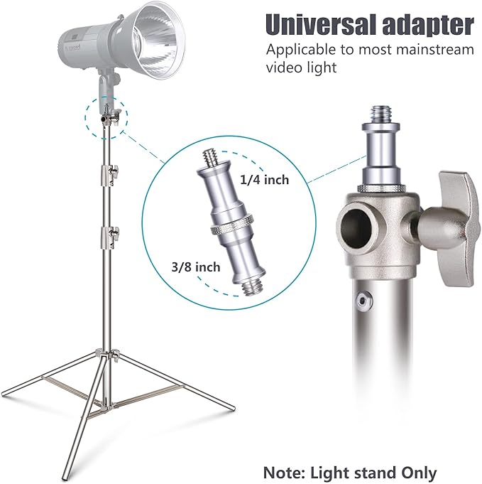 NEEWER 102"/2.6m Stainless Steel Light Stand, Spring Cushioned Heavy Duty - Image 2