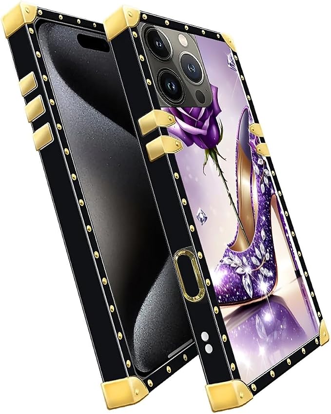 Compatible with iPhone 16 Pro Case, High Heeled Purple Diamond Rose Luxury - Image 3