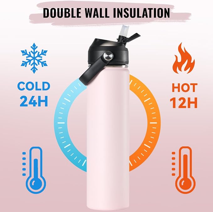 Fijinhom 24oz Insulated Stainless Steel Water Bottle, Wide Mouth Double Wall - Image 6