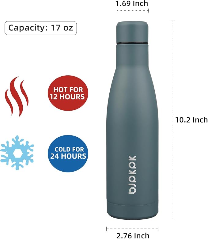 BJPKPK 17oz Insulated Water Bottles Stainless Steel Sports Water Bottles Keep - Image 2