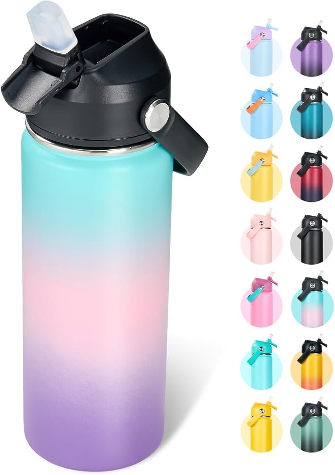 Fijinhom 18oz Insulated Stainless Steel Water Bottle, Wide Mouth Double Wall by Fijinhom