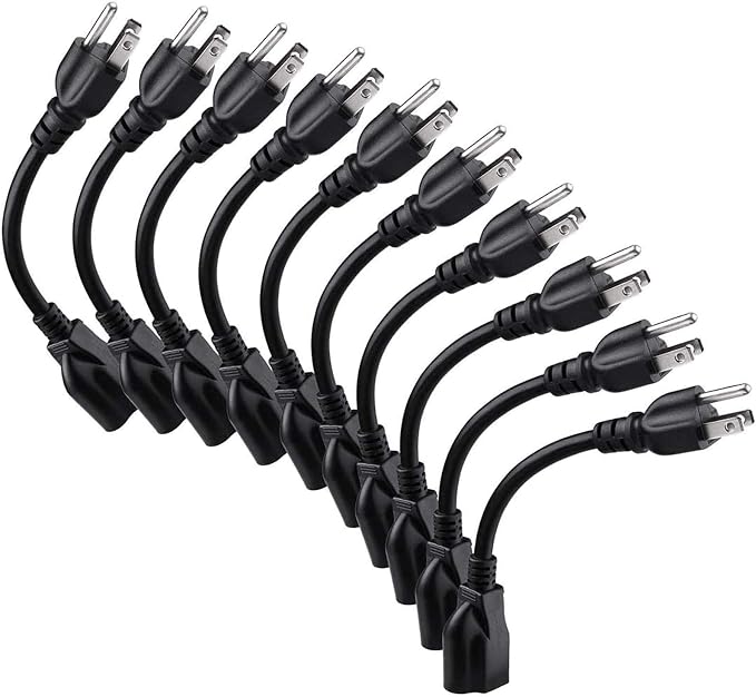 Miady Short Power Extension Cord Outlet Saver, 3 Prong by Miady