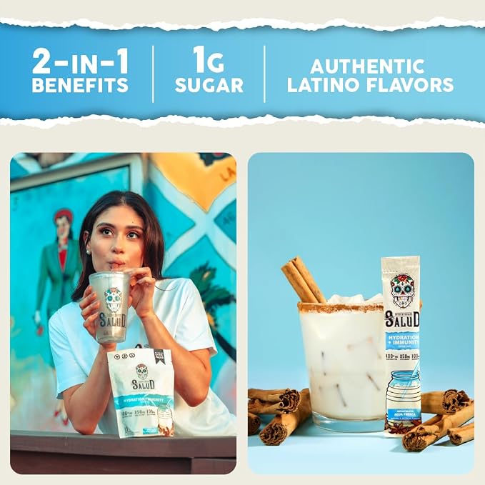 Salud 2-in-1 Hydration Packets + Immunity Electrolytes Powder, Horchata - Image 2