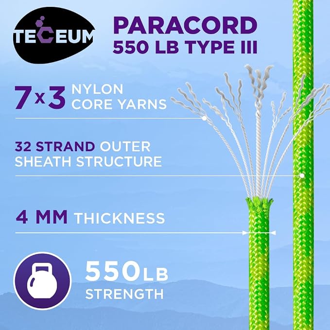 TECEUM Reflective Paracord Rope 1000 – 1000ft/200ft/100ft/50ft – 40+ Colors – - Image 2