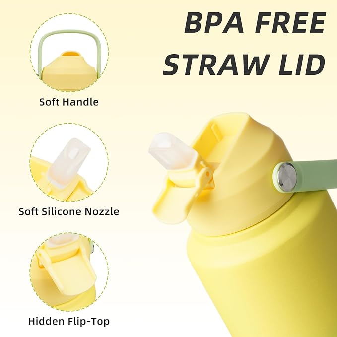 BJPKPK Water Bottle with Straw Lid, 32oz Vacuum Insulated Water Bottles - Image 2