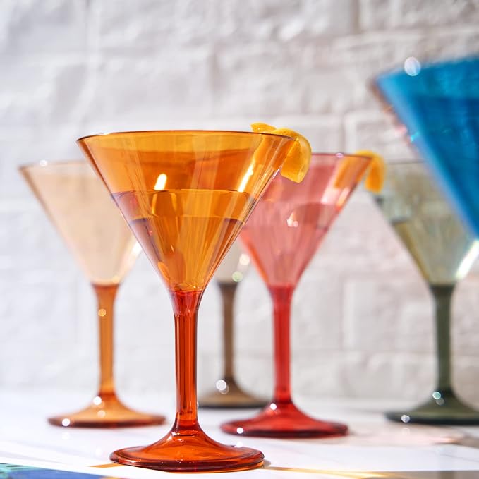 European Style Plastic Crystal Glasses, Unbreakable Martini, Cocktail |Set of - Image 9