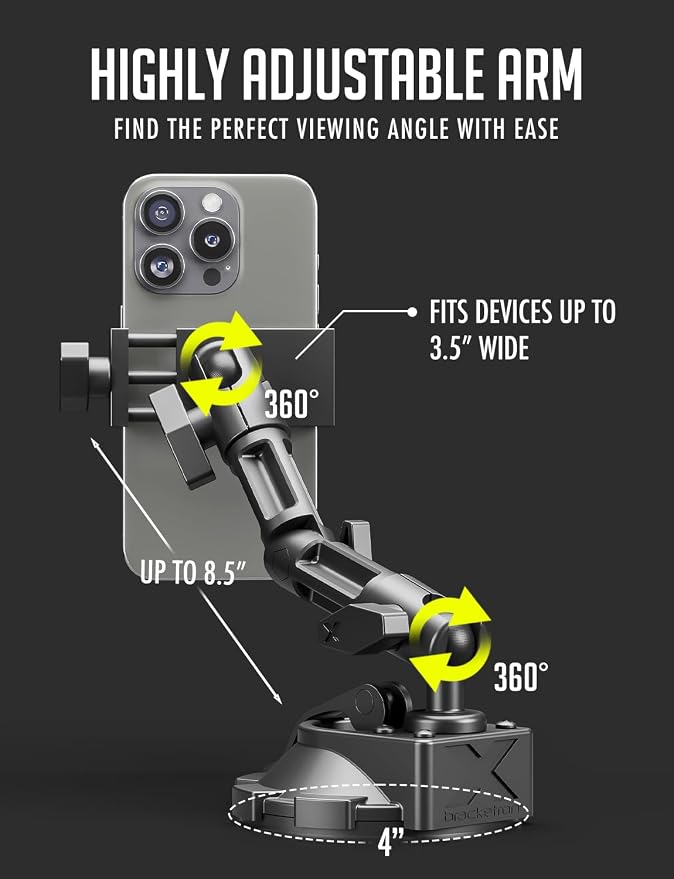 Bracketron HD Phone Dock PRO Dash and Window Metal Clamp Mount, Phone Holder - Image 6