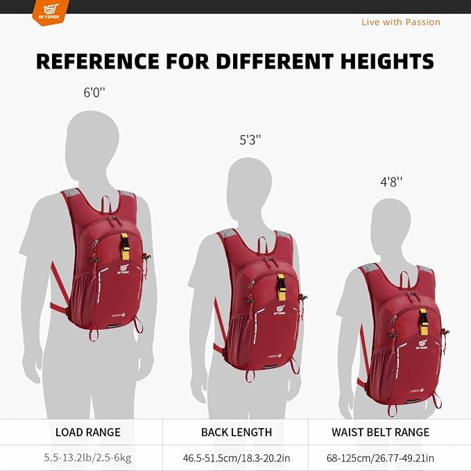 SKYSPER Small Hiking Backpack - 15L Travel Daypack Lightweight Bag Water - Image 2