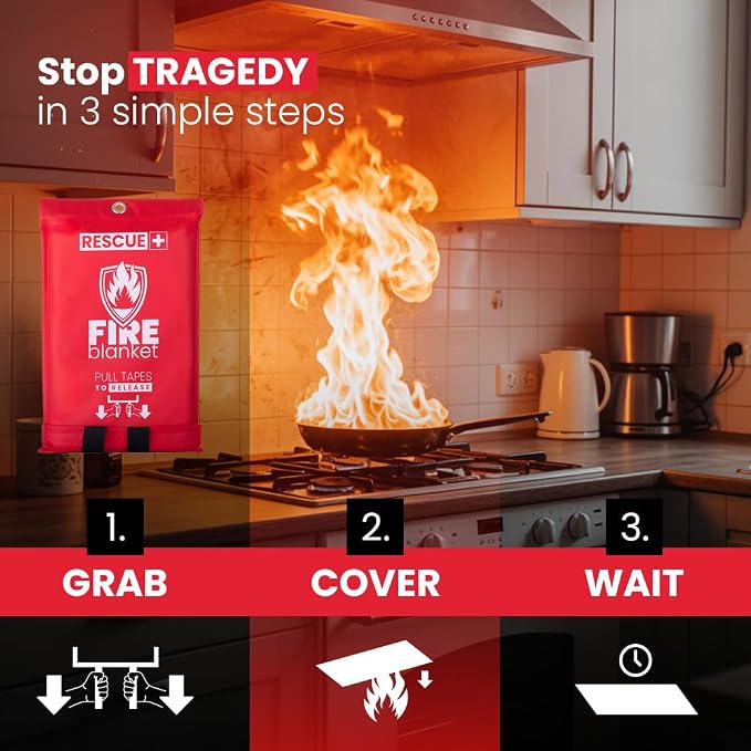 Rescue+ Emergency Fire Blanket for Home, Workplace & Travel, 40” x 40” - Image 3