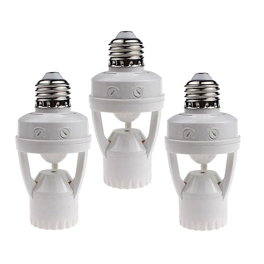 LPHUMEX 3pcs Motion Sensor Light Sockets, E26/E27 Screw in Motion Sensor Sockets by LPHUMEX