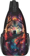 Wolf Sling Bag For Women Men Fashion Wolf Print Backpack Crossbody Shoulder Bag by Unknown