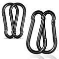 Black Carabiner, Heavy Duty Galvanized Steel Spring Snap Hook Carabiner Clips by High-PQ