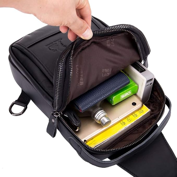 Leather Sling Bag Backpack for Men Women Outdoor Travel Hiking Business - Image 4
