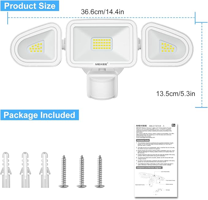 MEIKEE 42W LED Security Lights Motion Sensor Light Outdoor Flood Light - Image 7