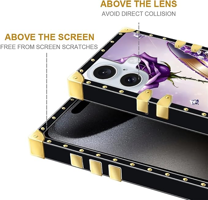 Compatible with iPhone 16 Plus Case, High Heeled Purple Diamond Rose Luxury - Image 6
