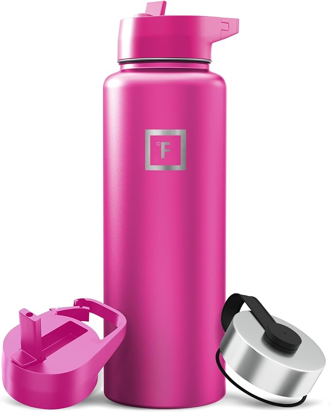 IRON °FLASK Camping & Hiking Hydration Flask - 40 oz Pink Tulip by IronFlask
